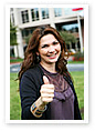 beautiful woman with her thumbs up